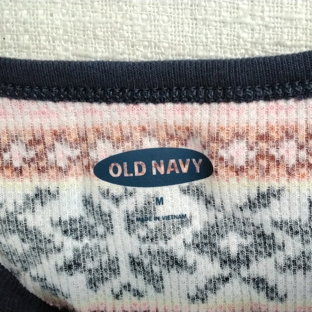 Old Navy Active Long Sleeve Striped Shirt Size M Medium Casual Boyfriend 007 - Picture 14 of 15